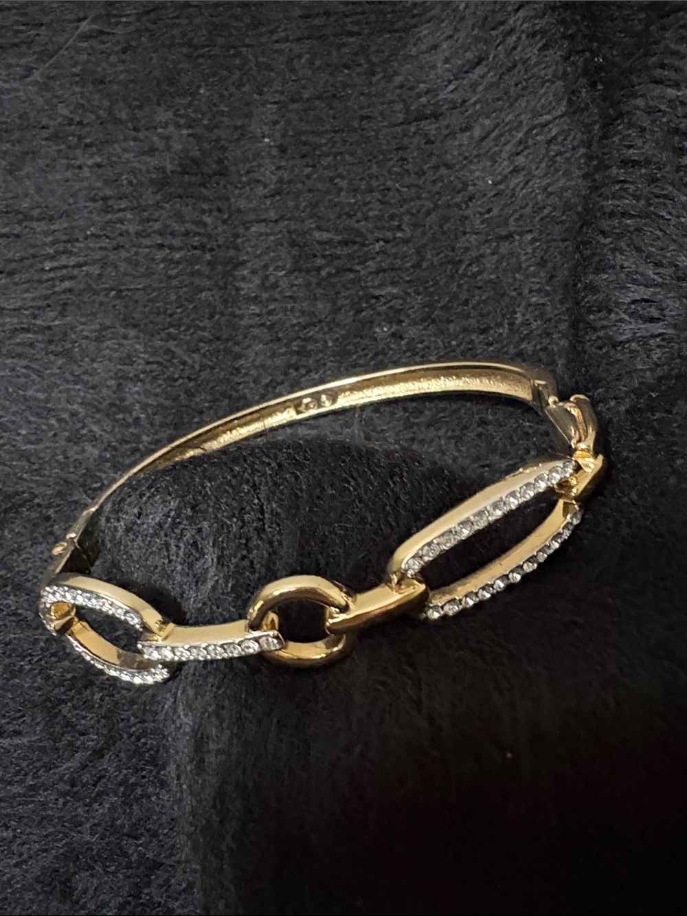 Vintage Swarovski Gold Crystal Hinged “Bramble”Bangle Bracelet